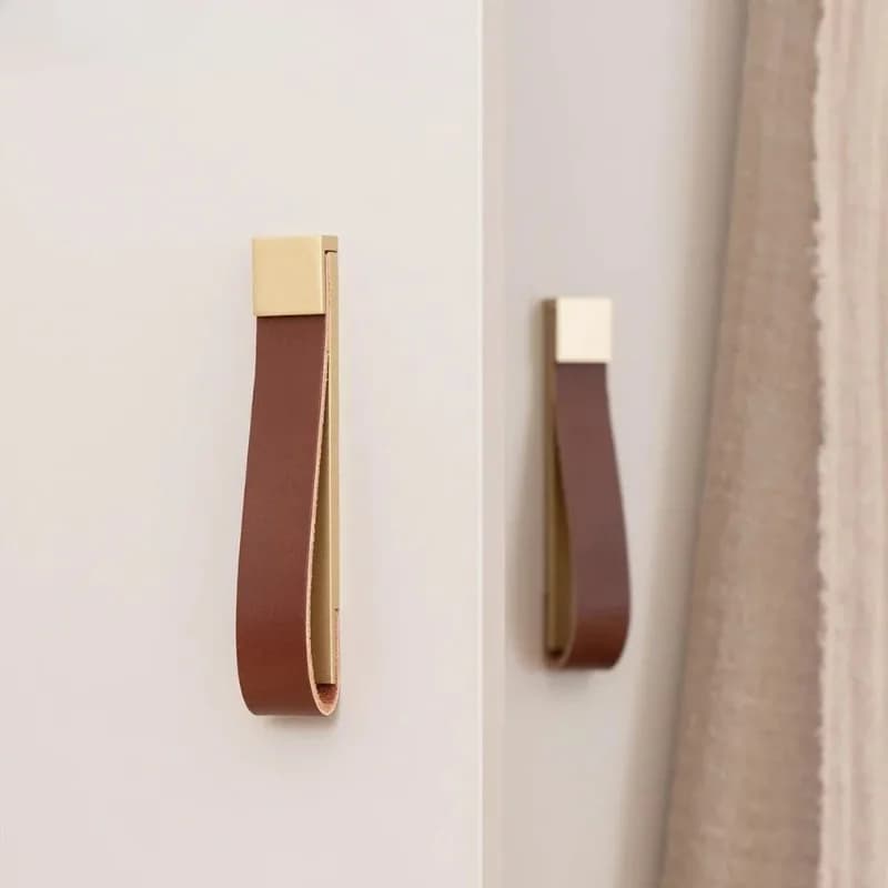 Maniglie per mobili in stile europeo, armadio da cucina, guardaroba, comò, pomello per porta, in pelle, oro, ottone, cassetto dell'armadio, vintage