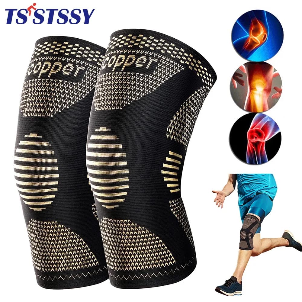 Ginocchiera in rame Supporto per ginocchio Maniche di compressione Ginocchiere per lo sport, Strappo di menisco, ACL, Artrite, Sollievo dal dolore articolare, Esaltare