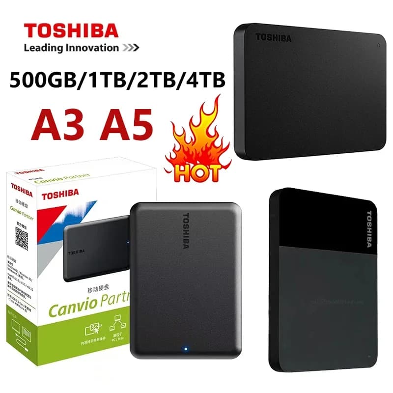 A3 A5 HDTB410YK3AA Canvio Basics For Toshiba 500GB 1TB 2TB Portable External Hard Drive USB 3.0, Black