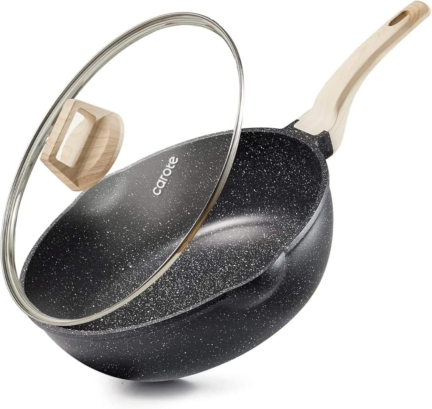 Padella antiaderente da 10 pollici con coperchio, pentole a induzione per padella da 4,5 Qt senza PFOA
