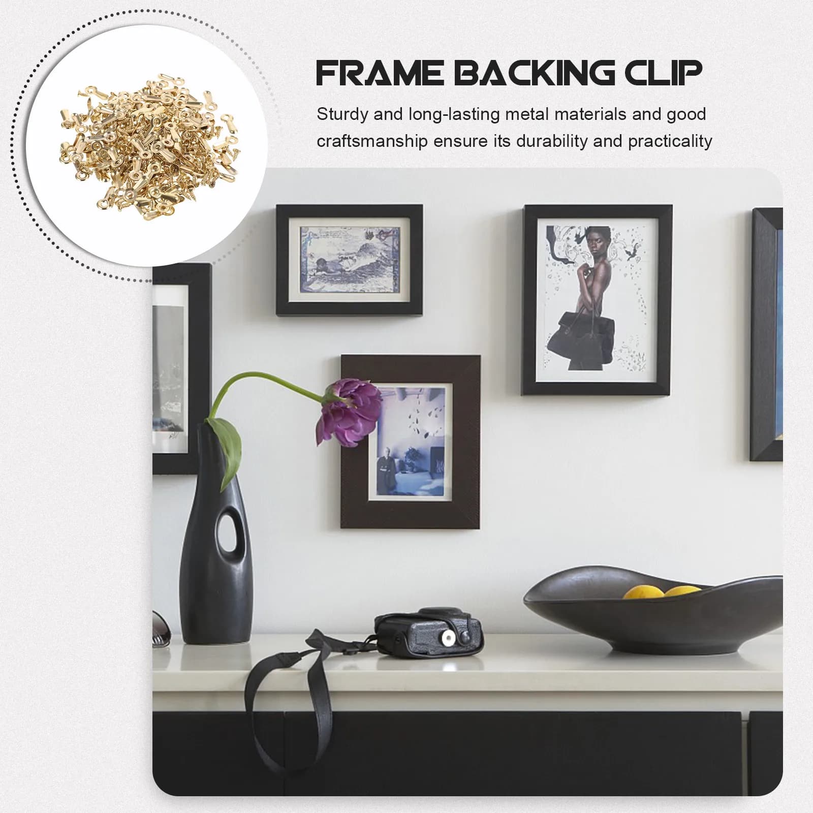 160 Pezzi Clip Dorate per Cornici con Viti, Bottoni Girevoli in Metallo Robusto per Cornici Fotografiche, Accessori per Artigianato e Appendere