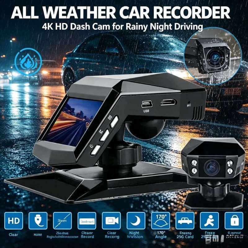 170° Wide Angle 4K Car Dash Cam Night Vision Loop Recording, Vehicle DVR With Free 256G Card for Driving Evidence Recording