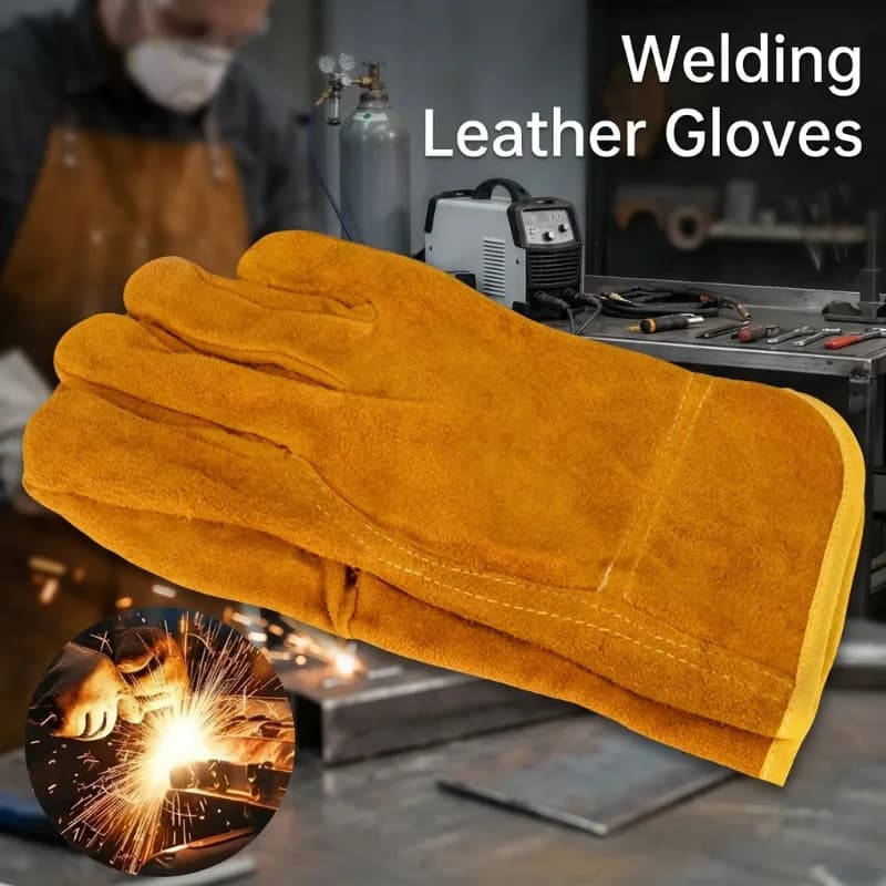 Guanti da Lavoro in Pelle di Pecora, Protezione per Saldatura, Resistenti all'Usura per Giardinaggio, Sport, Guida di Moto