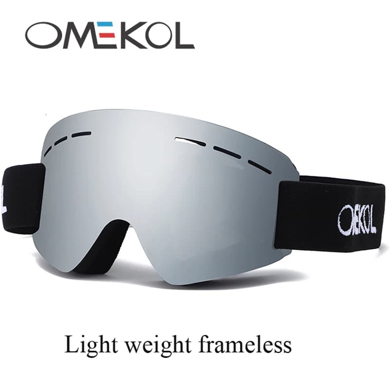 OMEKOL Occhiali da sci di sicurezza antiappannamento leggeri senza cornice Uomo Donna Occhiali da snowboard da neve Occhiali da moto Motocross Motoslitta