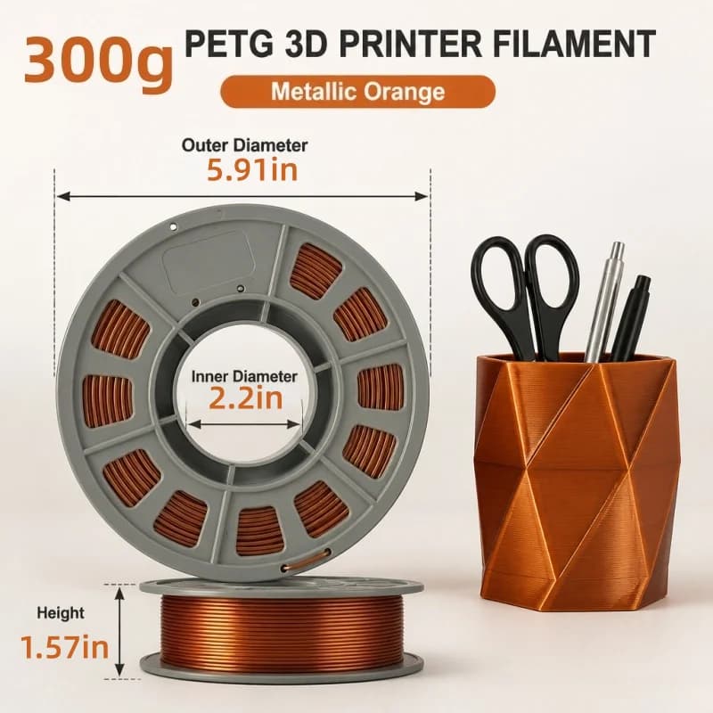 3D Printing PLA Filament 300g Spool, Metallic Bronze and Copper Color, 1.75mm Dimensional Accuracy, Smooth FDM Print