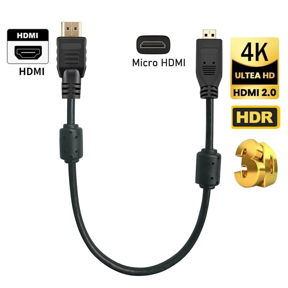 Cavo micro HDMI corto Cavo adattatore da HDMI a micro HDMI bidirezionale 4K 60Hz per GoPro Hero 7 Black Hero 5 4 6 Raspberry Pi 4