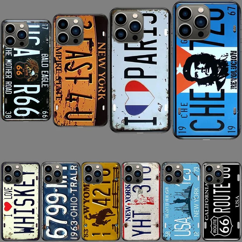 License New York Plate Number Phone Case For Iphone 16E 15 Pro 14 Plus 17E 16 17 Pro Max Air 11 12 13 Mini Shockproof Capa Cu