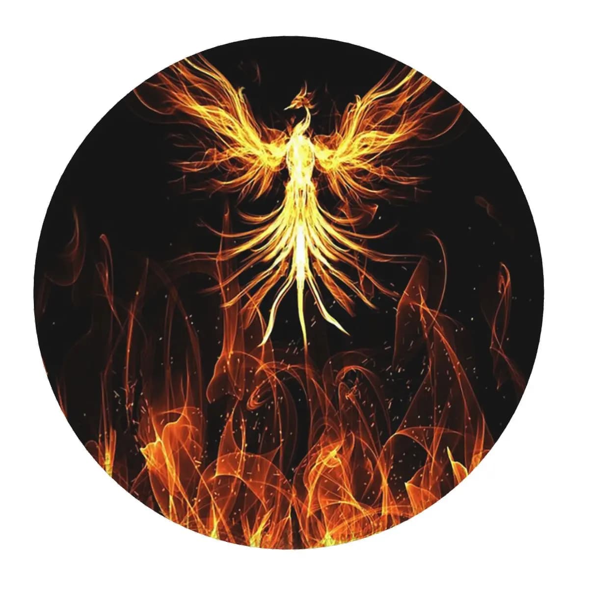 Phoenix Mythical Bird (15) Tappetino rotondo per mouse Tappetino per tastiera e mouse per computer Tappetino per scrivania per PC da gioco Accessori per ufficio Tappetini da tavolo