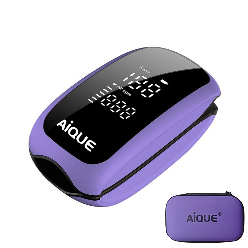 AiQUE Digital Rechargeable Pulse Oxymeter for LED Medical SPO2 PR PI Health alarms Oxygen saturation monitor with fingertips