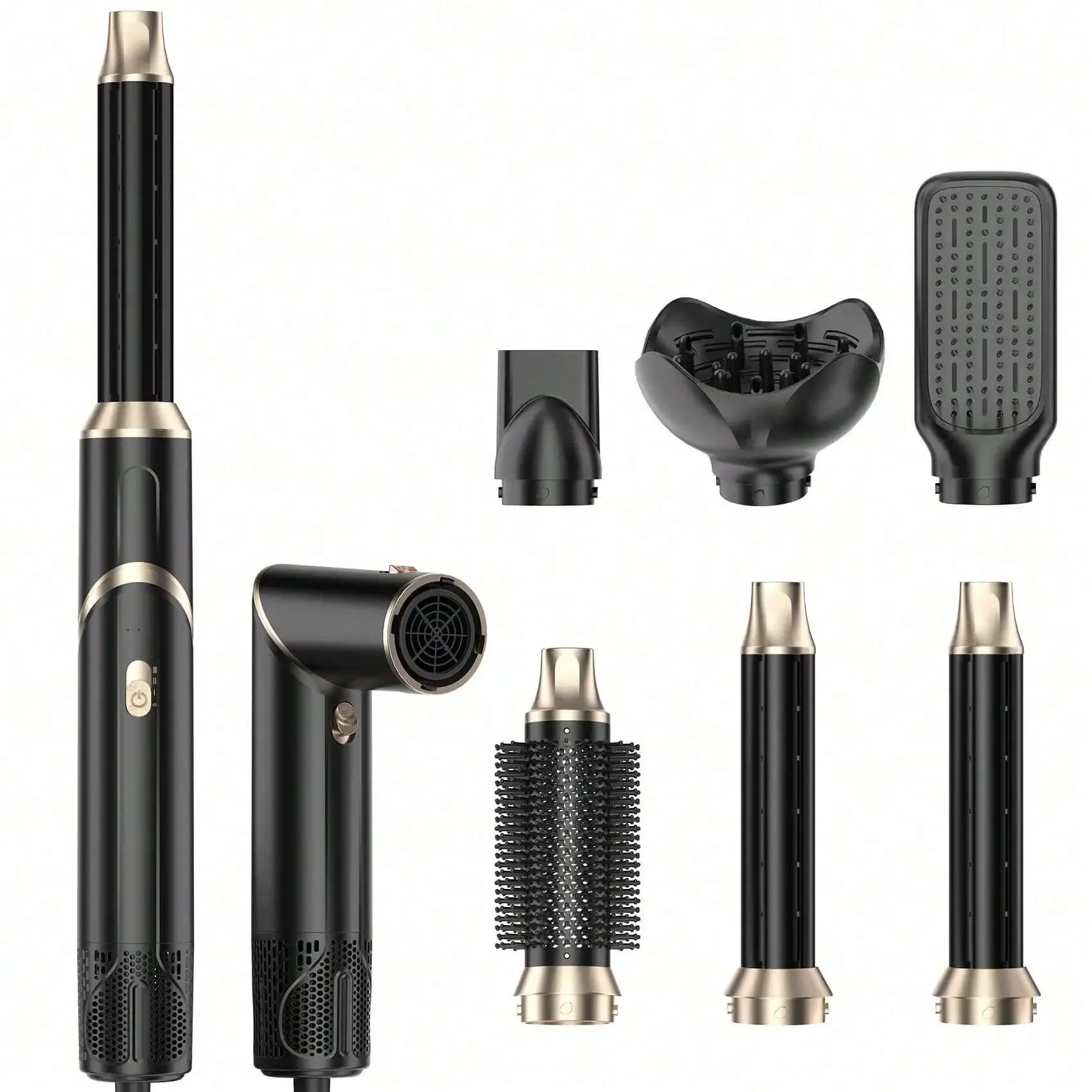 Six-In-One Hot Air Comb Foldable Curling Iron Hair Dryer Straight Roll Multi-Function Portable Hair Dryer