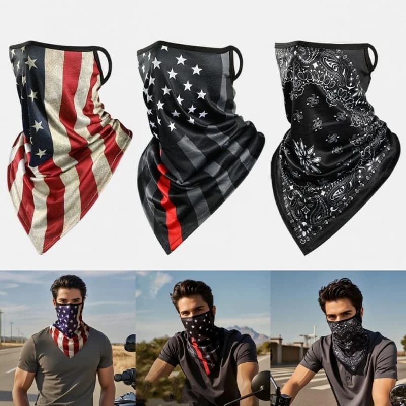 Summer Cycling Hiking Fishing Face Mask Neck Gaiter Bandana Printed Scarf Breathable Quick-Drying Sun Protection Ear Loop Mask