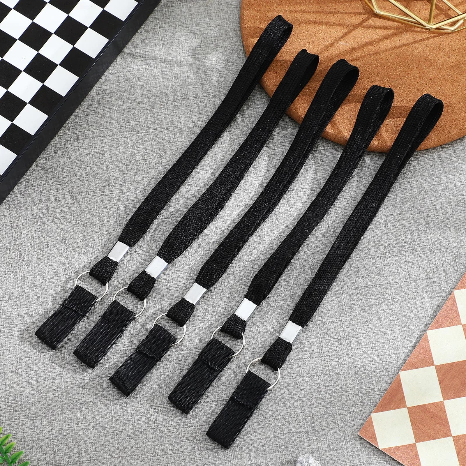 5 Pieces Dust Straps for Stroller Sticks, Black, Anti-slip Laces for Trekking Sticks, Cordino Antiperdit