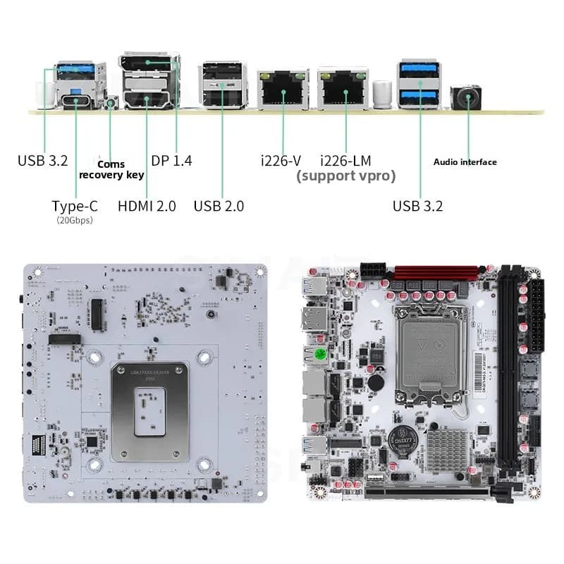 12th-14th Gen Core MB, 8-Bay NAS Storage, Dual 2.5G LAN, vPro Support, ITX