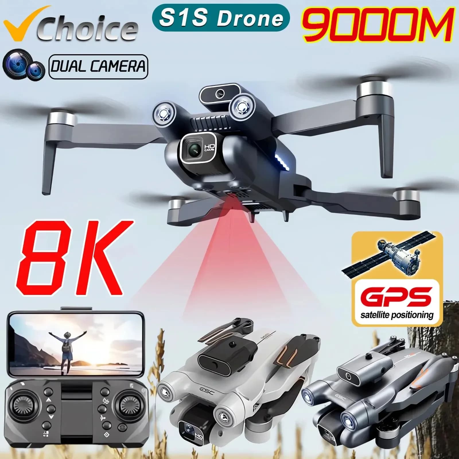 Nuovo S1S 5G GPS Drone Camera 8K motore Brushless professionale Dron evitamento ostacoli HD doppia fotocamera Quadcopter pieghevole giocattoli