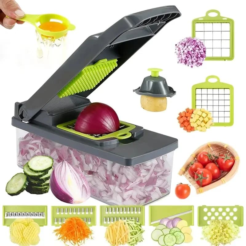 16 pz/set Chopper Verdure Cipolla Chopper Maniglia Griglia Alimentare Chopper Cucina Verdura Affettatrice Dicer Taglio Patate Trituratore