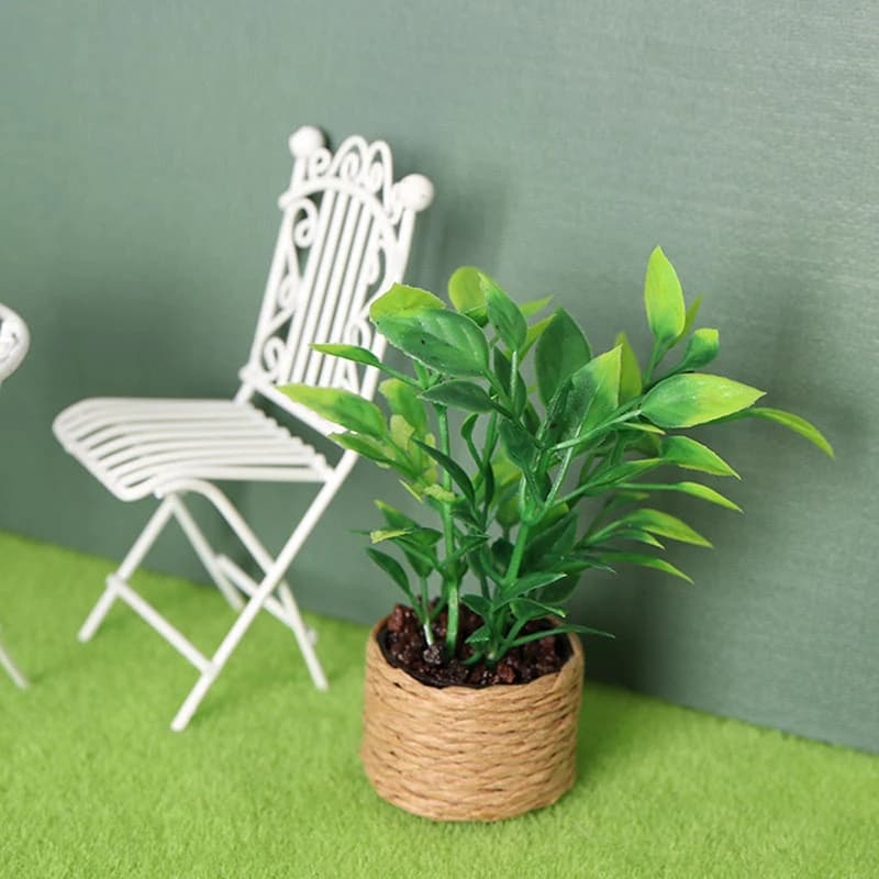 Mini albero di arancio in vaso per casa delle bambole 1:12, accessori giocattolo per decorazioni da giardino e casa, bonsai verde