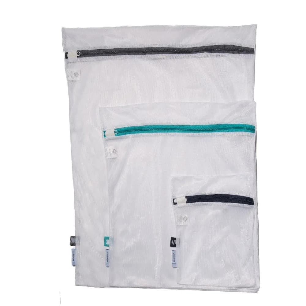 3 Piece Mesh Wash Bag Set for Laundry Delicates Travel Storage White 12 X 8 28 X 20