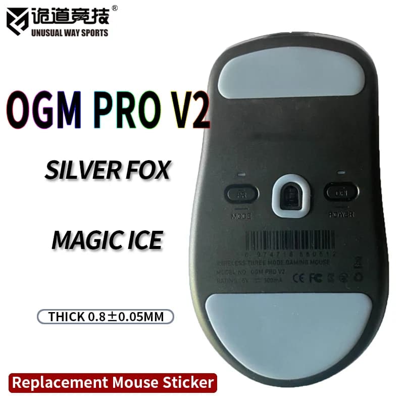 InsolitoWaySports Mouse Pattini Piedi Waizowl OGM Pro V2 Scivola Bordo Curvo Magic Ice Silver Fox Versione