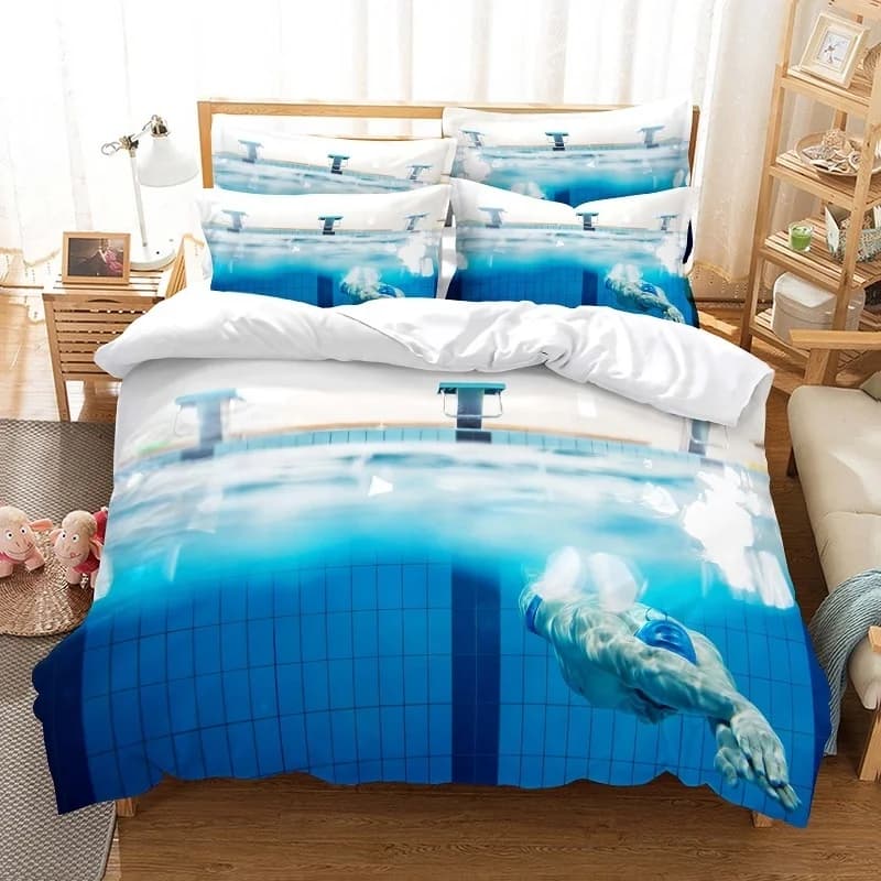 Set copripiumino per biancheria da letto per piscina Set biancheria da letto con stampa digitale 3D Set di biancheria da letto con copripiumino dal design alla moda