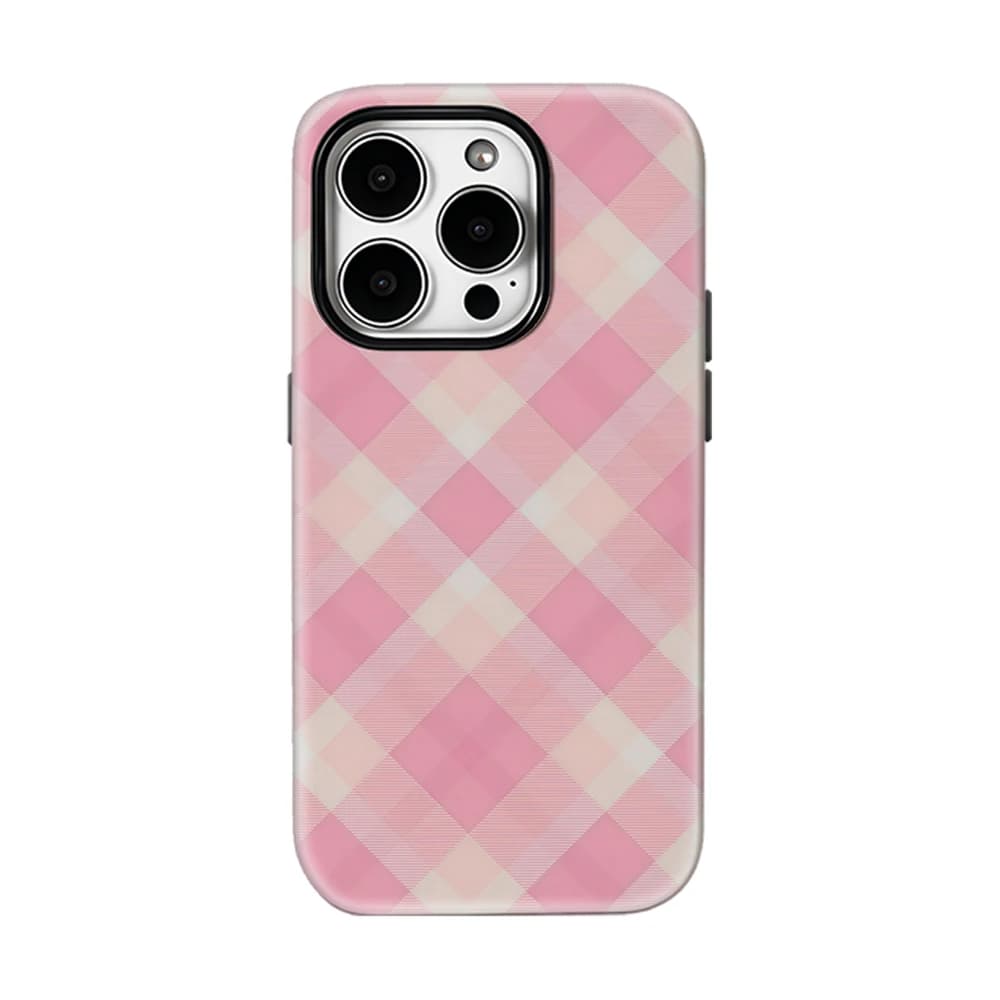 Custodia per telefono rosa Argyle per iPhone 17 16 15 14 13 Pro Max Plus, custodia rigida magnetica a strato singolo/doppio