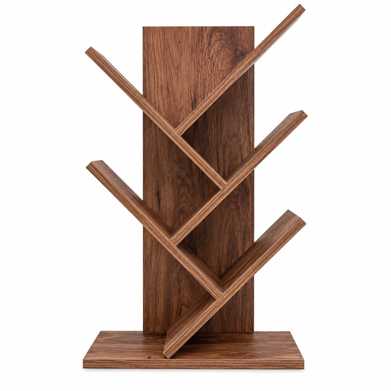 5-Tier Tree Bookshelf, Wooden Book Shelf with Stable Base, Space-Saving Display Storage Rack for Books, Decor, Living Room, Bedr