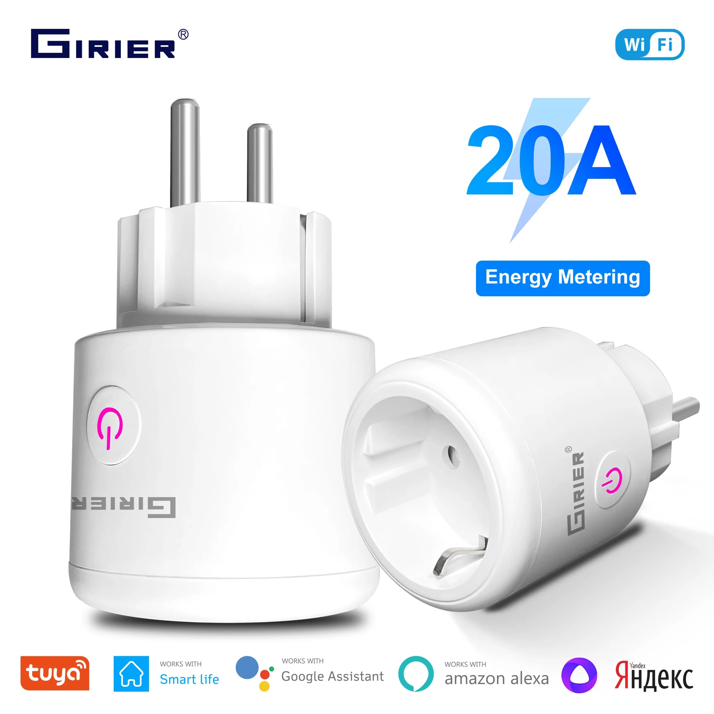 JSPTEC Presa Intelligente ZigBee 20A per Casa Smart, Presa EU 4200W con Funzione di Monitoraggio Energetico, Compatibile con Alexa, Alice, Hey Google