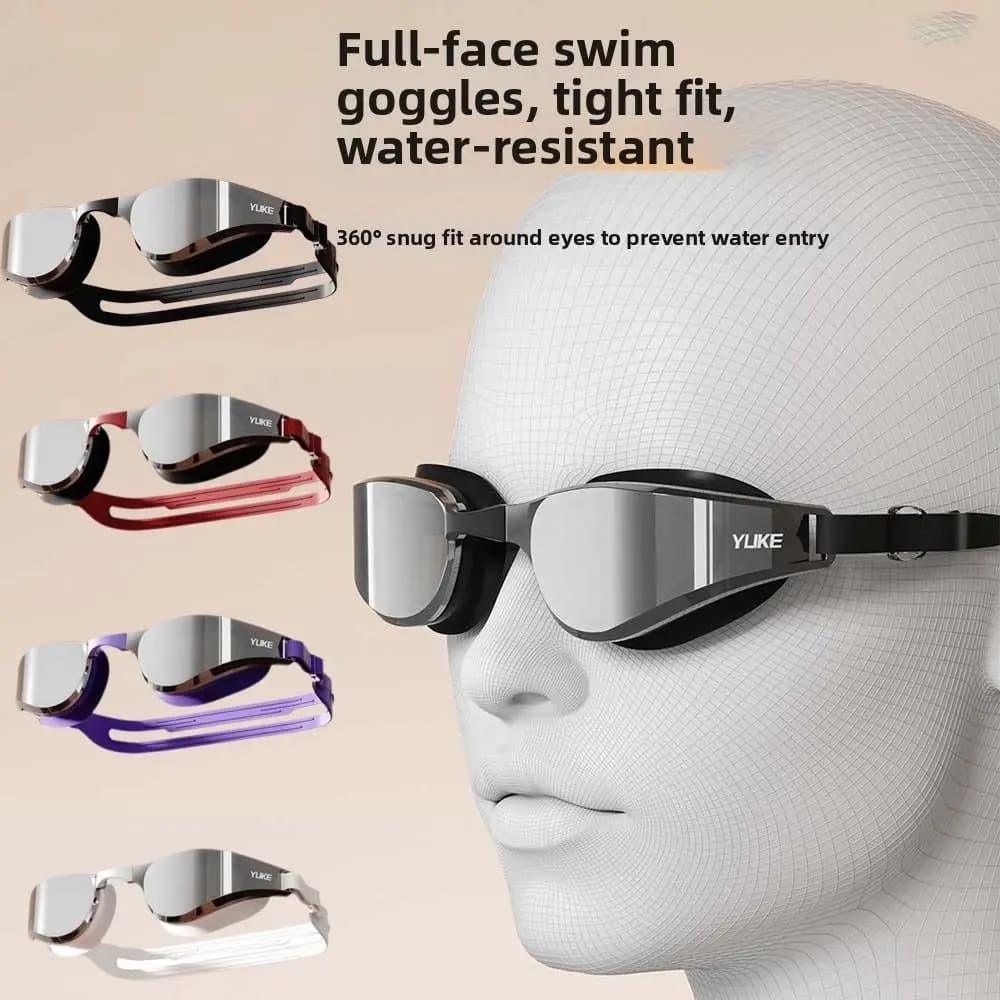Waterproof Swimming Goggles Detachable Nosepiece Electroplating Anti-UV Swim Glasses Silicone PC Anti-fog Swim Eyewear
