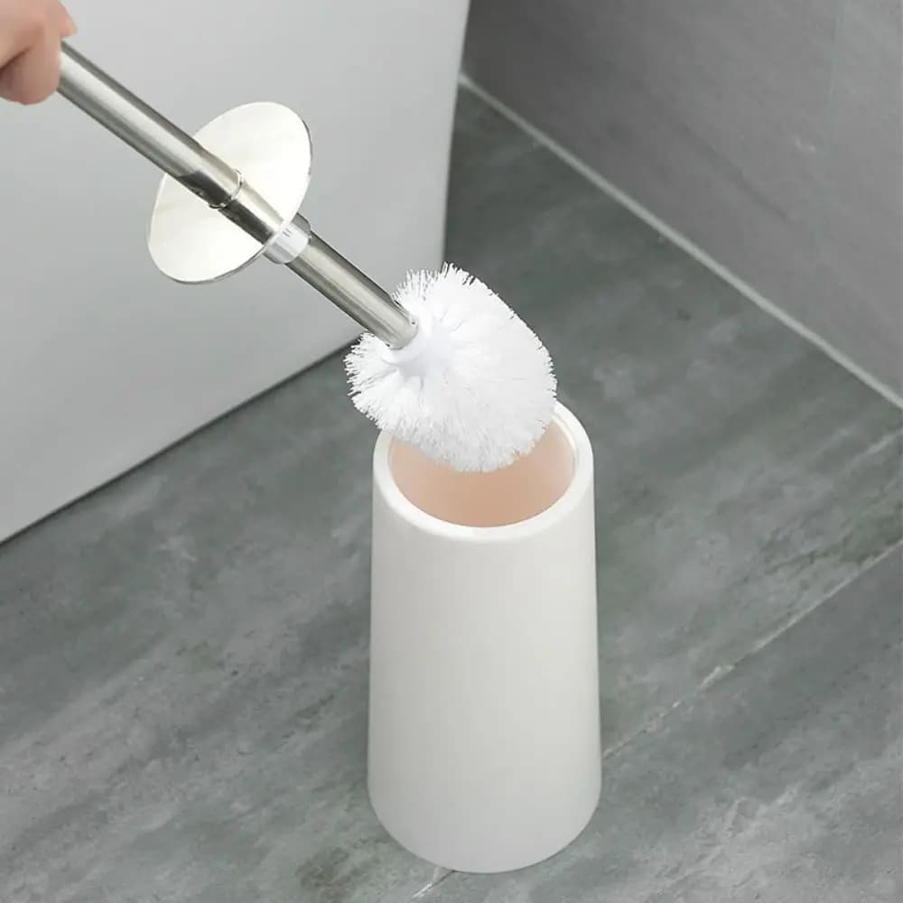 Set Spazzola per WC in Acciaio Inox con Supporto, Pulizia Profonda, Protezione Anti-Schizzi, Setole Dense, Rimovibile
