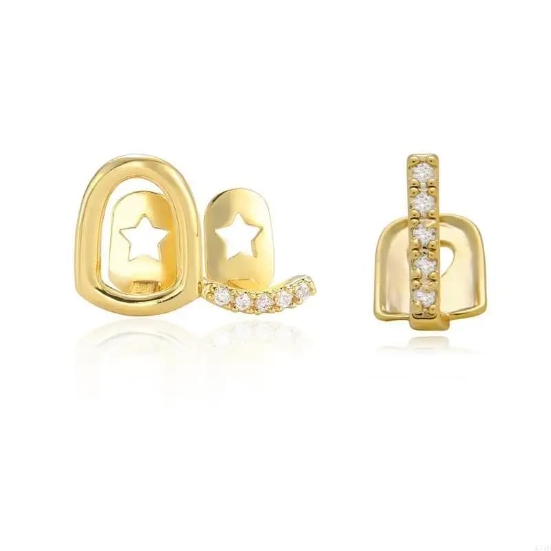 Modern Openwork Dental Cuff Set Copper Made Body Jewelry For Style Enthusiasts
