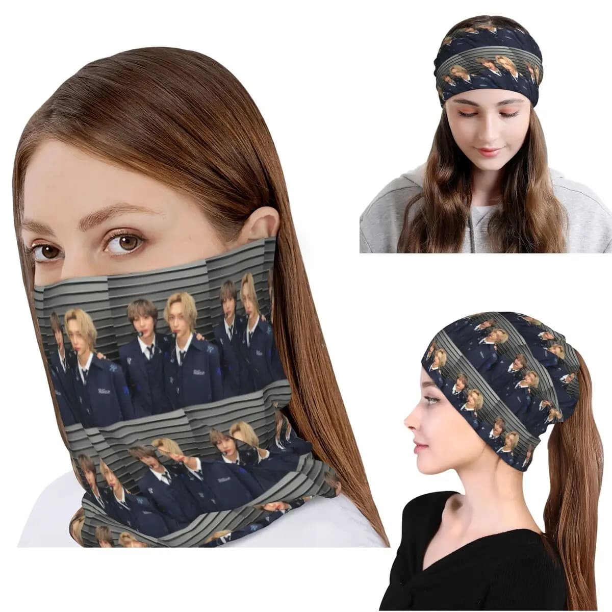 RIIZE Wonbin & Anton Bandana Copricollo Sciarpa Multifunzione Copricapo Berretto per Uomo Donna Adulto Antivento