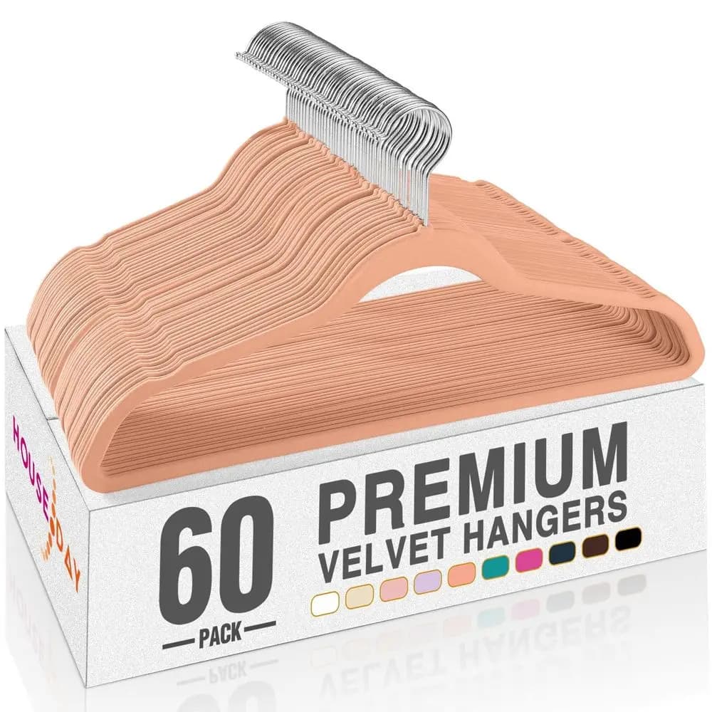 Appendiabiti in velluto DAY, confezione da 60, appendiabiti premium antiscivolo in feltro, appendiabiti neri robusti e resistenti, appendiabiti per cappotti durevoli