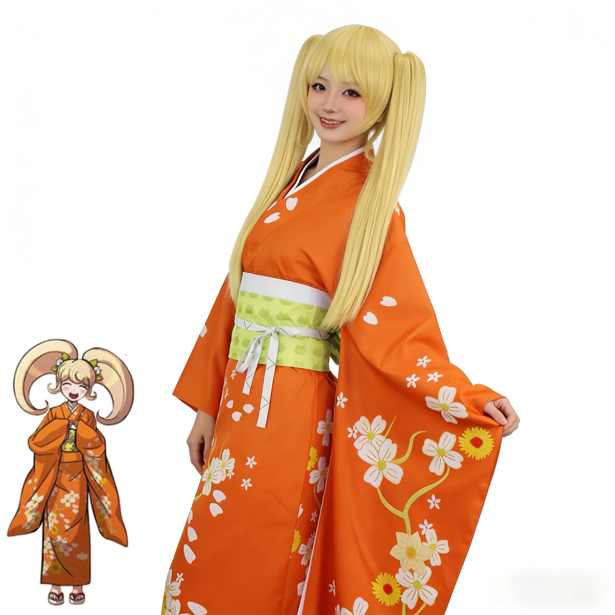 Danganronpa 2 Hiyoko Saionji Orange Kimono Cosplay Costume | Full Set with Wig for Halloween Party 2026
