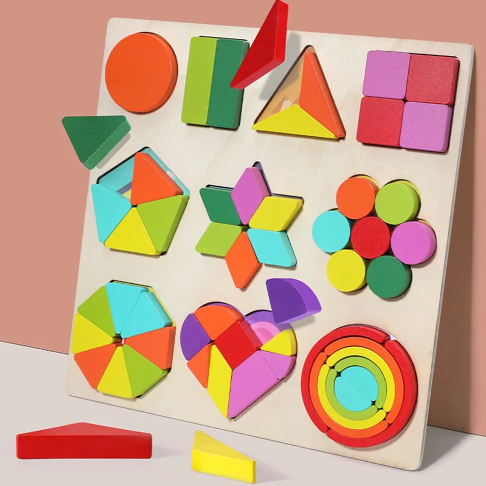1 set di puzzle in legno con blocchi colorati arcobaleno, regalo educativo per bambini, per l'apprendimento precoce e lo sviluppo cognitivo, interattivo