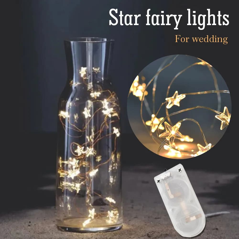 4M LED Star Fairy Lights CR2032 batteria funziona decorazione camera da letto per interni String Light Garland Wedding Party Holiday Lighting