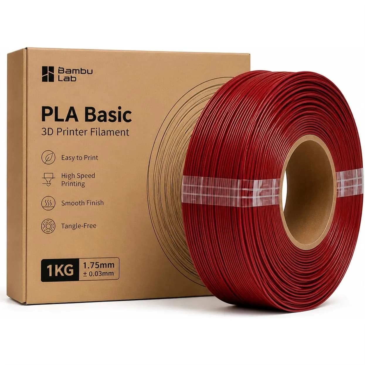 Filamento PLA 1.75mm Rosso Bordeaux Opaco 1kg Ricarica per Stampante 3D con Finitura Liscia e Basso Odore