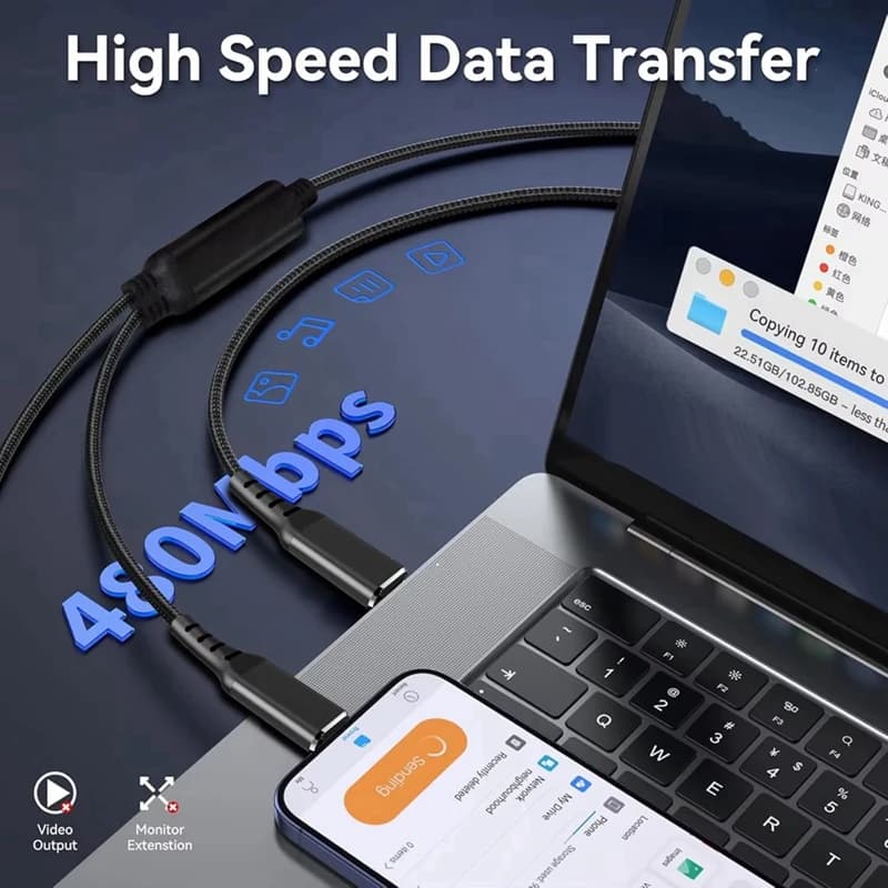 Cavo USB C a USB C 2 in 1 Cavo di ricarica rapida max PD 100 W per cavo dati serie-ELEC