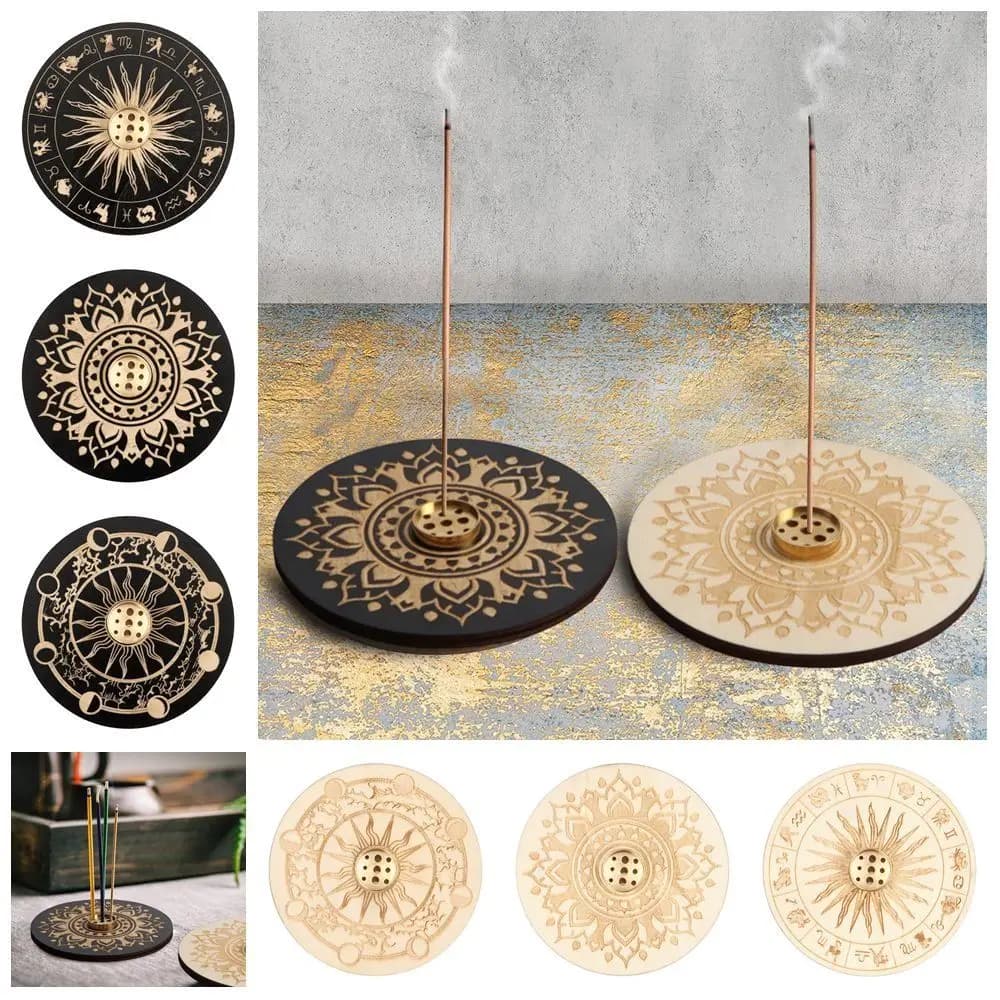 Nuovo Portaincenso in Legno 10cm, Accessori per Profumare la Stanza, Porta Bastoncini di Incenso con 9 Fori Diversi, Supporto per Aromi, Articoli per la Casa