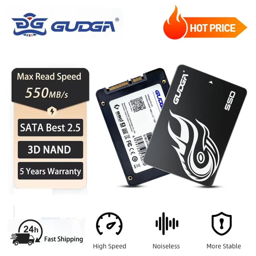GUDGA 2.5 "SATA3 SSD Hard Disk Drive 512GB 256GB 128GB HDD Interno Disco a stato solido Disco rigido per PC Laptop Desktop