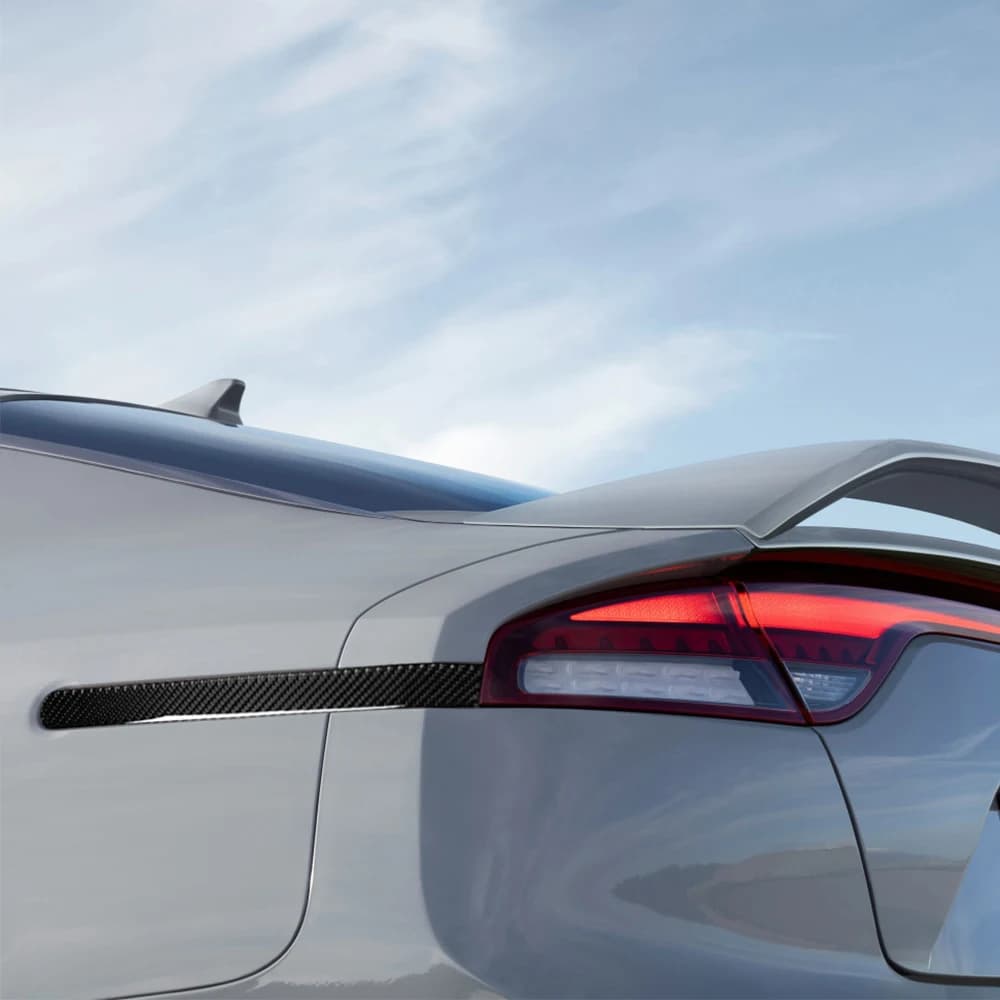 Per Kia Stinger 2018-2022 2 pezzi posteriore in fibra di carbonio auto luce posteriore decalcomanie adesivi emblemi lampada laterale strisce Trim