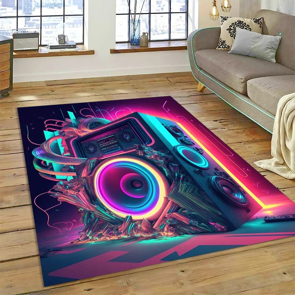 Tappeto colorato con nota musicale, partitura musicale, cartone animato, per la casa, soggiorno, camera da letto, divano, zerbino, tappeto per bambini, tappetino antiscivolo