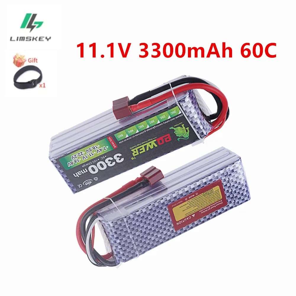1/2 pz 11.1 V Lipo 3s Batteria 3300 mAh 60C 11.1 V RC Batteria con T Deans Connettore XT60 Spina Per Aerei Droni RC Elicottero Barche