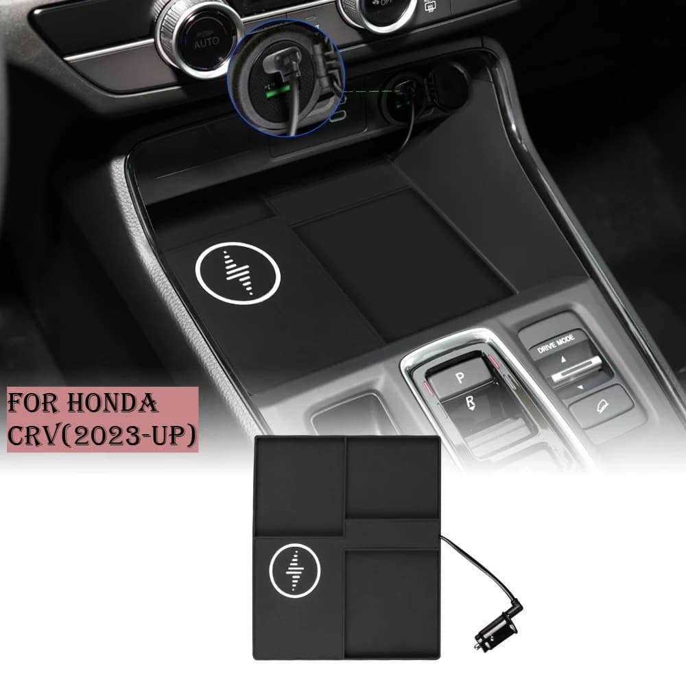 Auto Wireless Charger Pad Stable Fast Charging For Honda CRV 2023 24 2025 Central Console Storage Box Cover Decoration Accessories