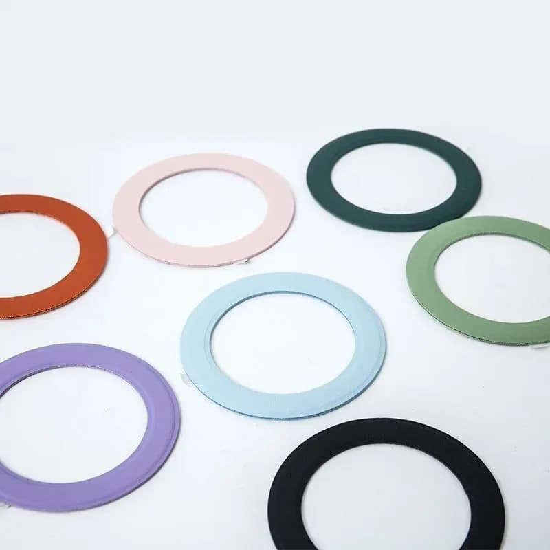 2 pezzi di adesivo per piastra ad anello in silicone liquido, foglio di metallo per supporto magnetico Magsafe, ricarica wireless per iPhone Samsung