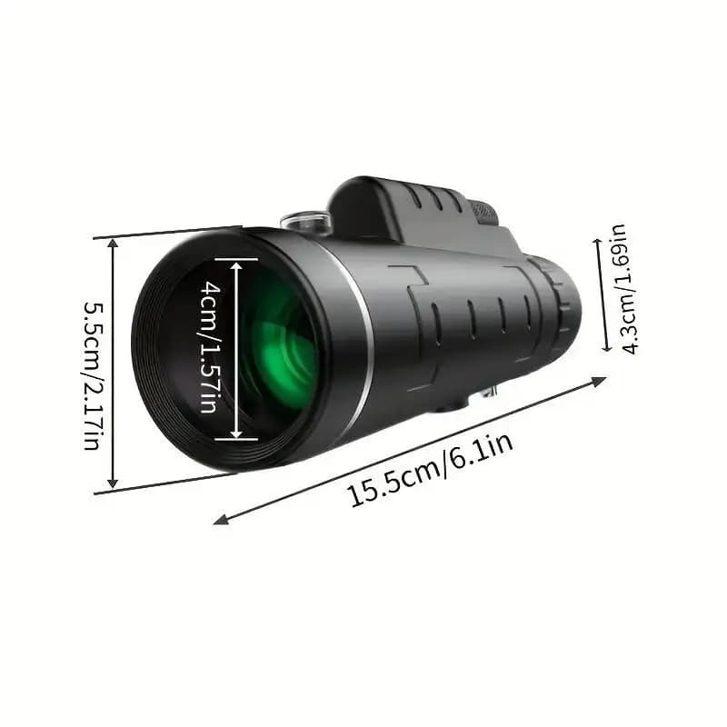 Telescopio Professionale 40X60 Monoculare Notturno Potente Mini Zoom Tascabile con Supporto per Smartphone per Caccia e Campeggio