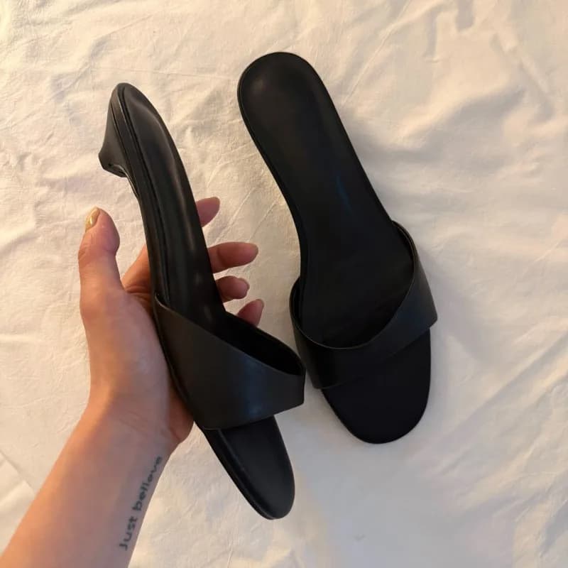 Vintage Open Toe Sandals Summer Outwear Casual Simple Vacation Comfort Block Heel Lightweight Slip Slippers