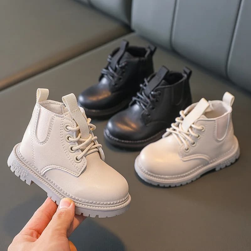 Children's Fashion Boots Boys and Girls Short Boots Winter Solid Color Soft Sole Side Zipper Princess Shoe Kids Casual Shoes