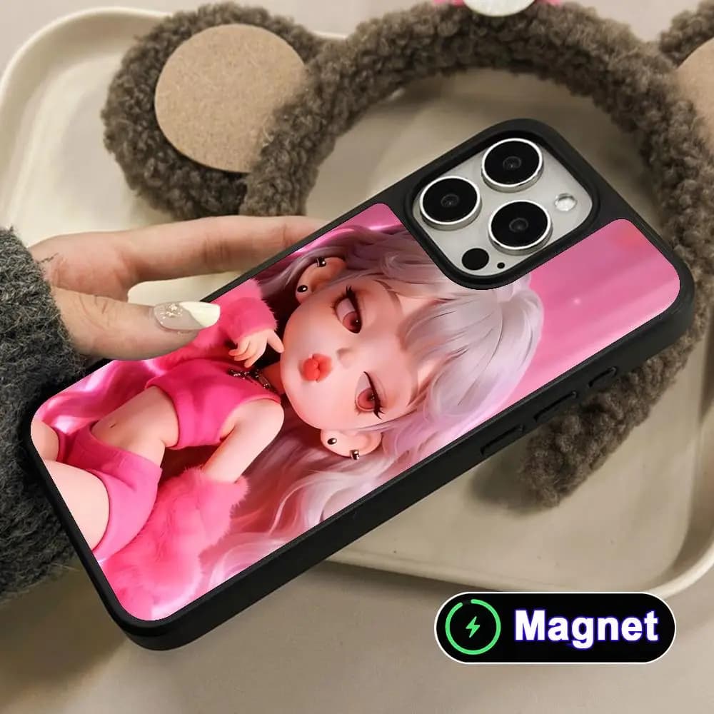 Custodia per telefono con ragazza anime carina per iPhone 17 16 15 14 13 12 11 Air Pro Max Plus, cover magnetica con superficie opaca
