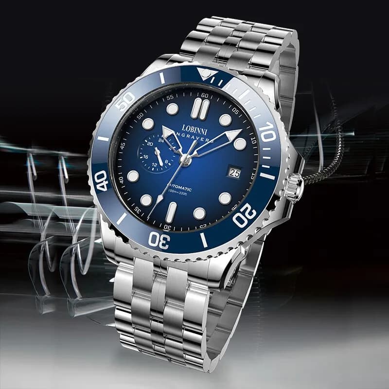 LOBINNI Men Automatic Watch 41.5mm Mechanical Wristwatch 10Bar Waterproof Sapphire Miyota 8215 Ceramic Bezel Date 24 Hours