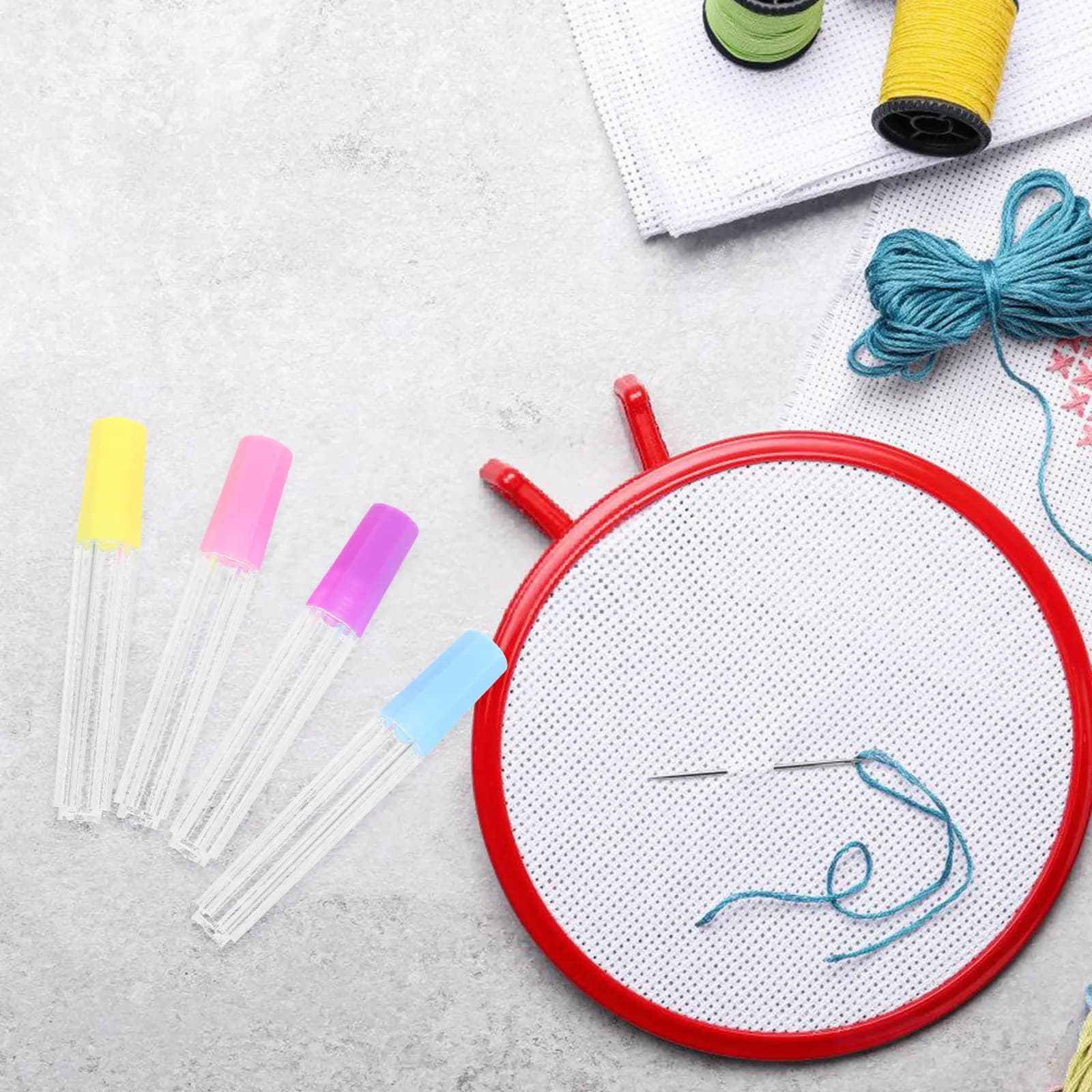 8Pcs Plastic Needle Storage Holder Transparent Sewing Needle Case Organizer Portable Tubes for Embroidery Felting Knitting