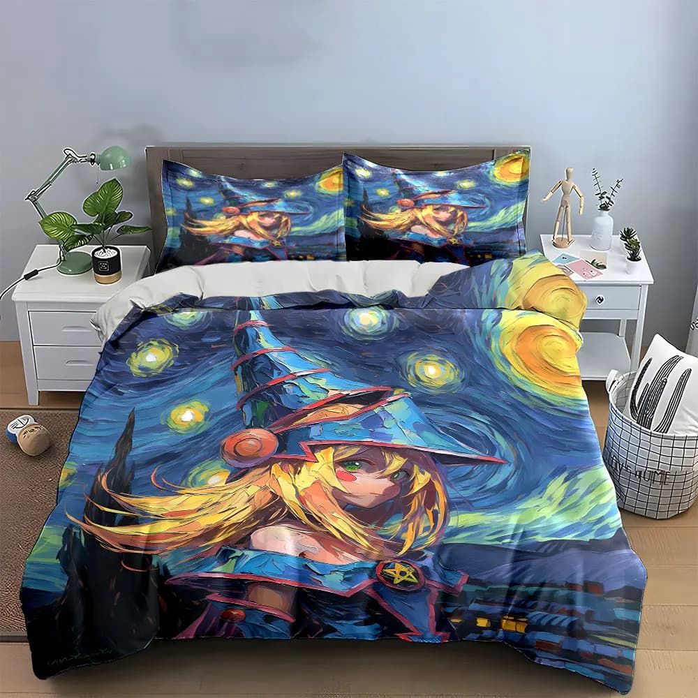 Set di biancheria da letto Fantasy Witch Painting Decor con 1 copripiumino e 2 federe, singolo, matrimoniale, king, queen, regalo